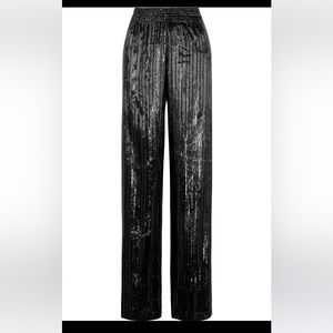 NWT Alice and Olivia Elba Striped Metallic Velvet Wide Leg Pants